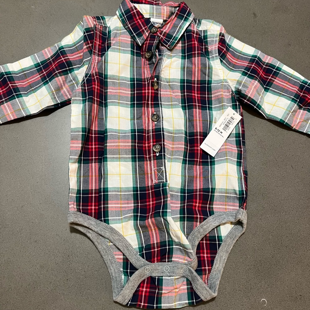 Christmas Plaid “shirt” Onesie - NWT
